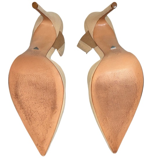 Schutz Sionne Clear Strap Suede Pointed Toe Stiletto Mule Tan 7.5 - Picture 10 of 11